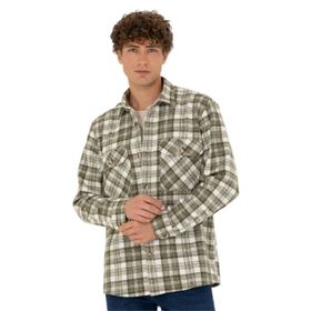 Pierre Cardin 50274651-VR027 Haki Desenli Erkek Gömlek