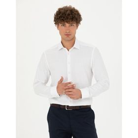 Pierre Cardin 50275511-VR013 Beyaz Desenli Erkek Gömlek