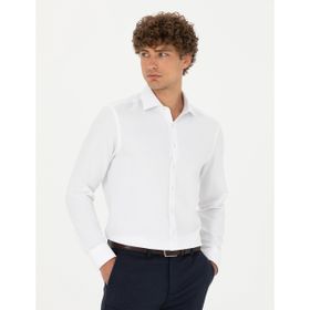 Pierre Cardin 50275517-VR013 Beyaz Desenli Erkek Gömlek