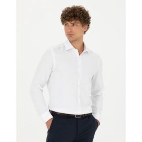 Pierre Cardin 50275517-VR013 Beyaz Desenli Erkek Gömlek