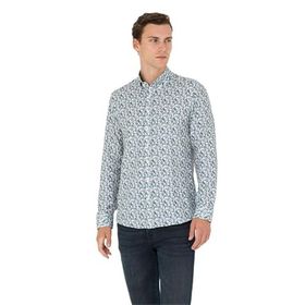 Pierre Cardin 50275621-VR102 Petrol Desenli Erkek Gömlek