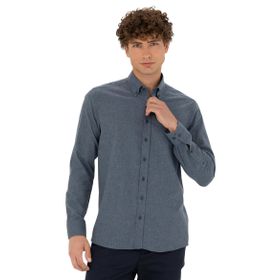 Pierre Cardin 50275625-VR032 Koyu Mavi Desenli Erkek Gömlek