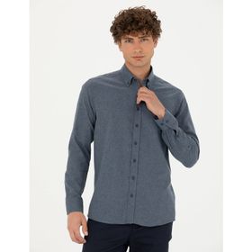 Pierre Cardin 50275625-VR032 Koyu Mavi Desenli Erkek Gömlek