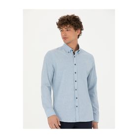 Pierre Cardin 50275625-VR036 Mavi Desenli Erkek Gömlek