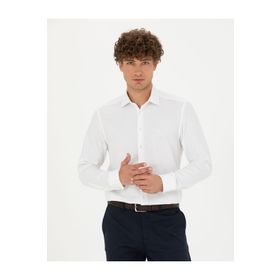 Pierre Cardin 50275684-VR013 Beyaz Desenli Erkek Gömlek