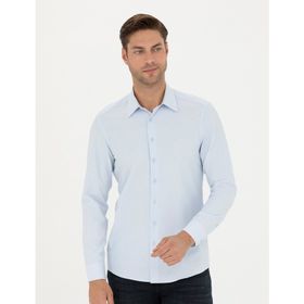 Pierre Cardin 50275690-VR036 Mavi Desenli Erkek Gömlek