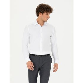 Pierre Cardin 50275692-VR013 Beyaz Desenli Erkek Gömlek