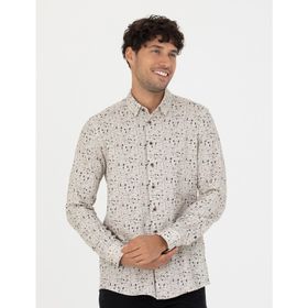 Pierre Cardin 50276009-VR011 Bej Desenli Erkek Gömlek