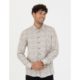 Pierre Cardin 50276009-VR011 Bej Desenli Erkek Gömlek