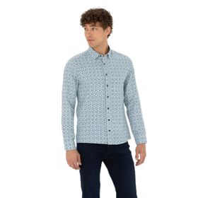 Pierre Cardin 50276025-VR059 Açık Lacivert Desenli Erkek Gömlek