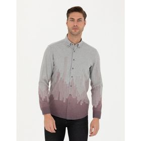 Pierre Cardin 50276366-VR014 Bordo Desenli Erkek Gömlek