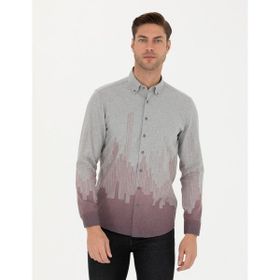 Pierre Cardin 50276366-VR014 Bordo Desenli Erkek Gömlek