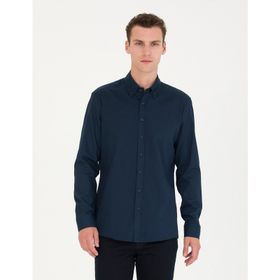 Pierre Cardin 50276553-VR033 Lacivert Desenli Erkek Gömlek