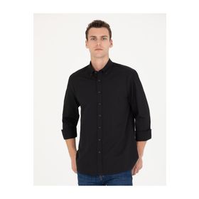 Pierre Cardin 50276553-VR046 Siyah Desenli Erkek Gömlek