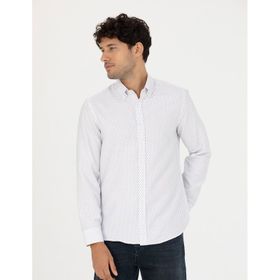 Pierre Cardin 50277458-VR013 Beyaz Desenli Erkek Gömlek