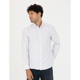 Pierre Cardin 50277458-VR013 Beyaz Desenli Erkek Gömlek