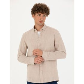 Pierre Cardin 50278180-VR011 Bej Desenli Erkek Gömlek