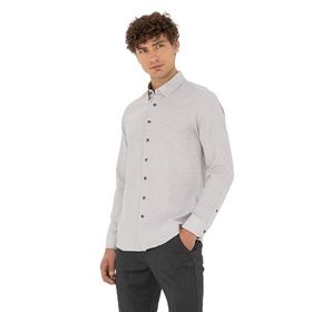 Pierre Cardin 50278869-VR029 Kahverengi Desenli Erkek Gömlek