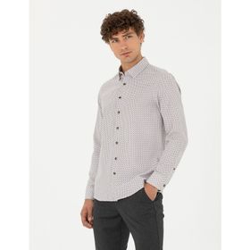 Pierre Cardin 50278869-VR029 Kahverengi Desenli Erkek Gömlek