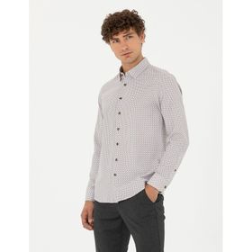 Pierre Cardin 50278869-VR029 Kahverengi Desenli Erkek Gömlek