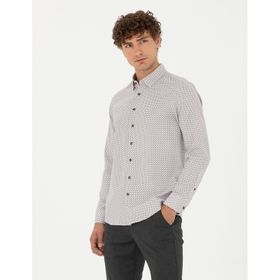 Pierre Cardin 50278869-VR029 Kahverengi Desenli Erkek Gömlek