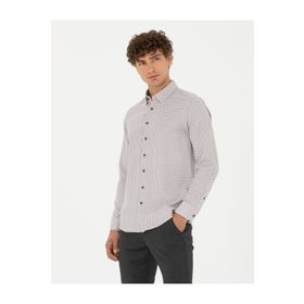 Pierre Cardin 50278869-VR029 Kahverengi Desenli Erkek Gömlek