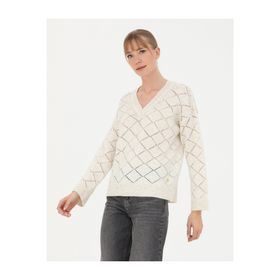 Pierre Cardin 50280228-VR071 Krem Kadın Kazak