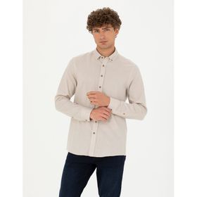 Pierre Cardin 50282786-VR011 Bej Desenli Erkek Gömlek