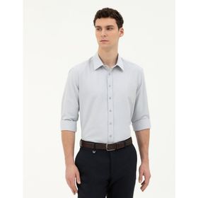 Pierre Cardin 50282967-VR024 Gri Desenli Erkek Gömlek