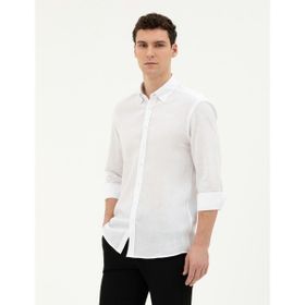Pierre Cardin 50283343-VR013 Beyaz Desenli Erkek Gömlek