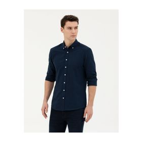 Pierre Cardin 50283343-VR033 Lacivert Desenli Erkek Gömlek