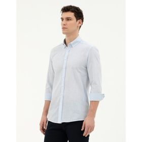Pierre Cardin 50283343-VR095 Buz Mavisi Desenli Erkek Gömlek
