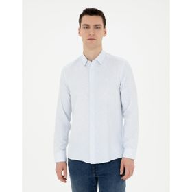 Pierre Cardin 50283503-VR095 Buz Mavisi Desenli Erkek Gömlek