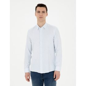 Pierre Cardin 50283503-VR095 Buz Mavisi Desenli Erkek Gömlek