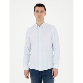 Pierre Cardin 50283503-VR095 Buz Mavisi Desenli Erkek Gömlek