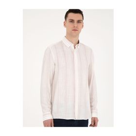 Pierre Cardin 50283522-VR078 Açık Pembe Keten Karışımlı Erkek Gömlek