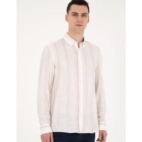 Pierre Cardin 50283522-VR078 Açık Pembe Keten Karışımlı Erkek Gömlek