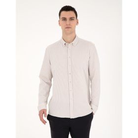 Pierre Cardin 50284109-VR011 Bej Desenli Erkek Gömlek