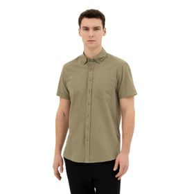 Pierre Cardin 50284166-VR027 Haki Kısa Kollu Erkek Gömlek