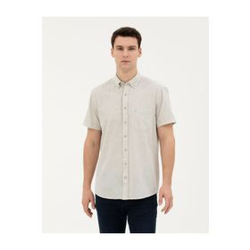 Pierre Cardin 50284166-VR027 Haki Kısa Kollu Erkek Gömlek