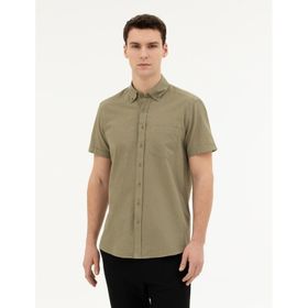Pierre Cardin 50284166-VR027 Haki Kısa Kollu Erkek Gömlek