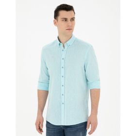 Pierre Cardin 50284168-VR007 Aqua Desenli Erkek Gömlek