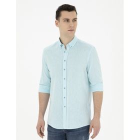 Pierre Cardin 50284168-VR007 Aqua Desenli Erkek Gömlek