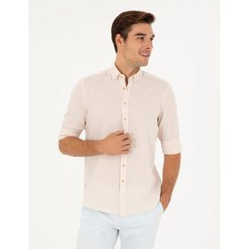 Pierre Cardin 50284168-VR011 Bej Desenli Erkek Gömlek