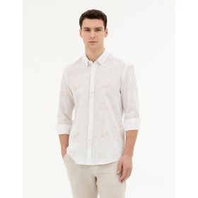 Pierre Cardin 50284207-VR011 Bej Desenli Erkek Gömlek