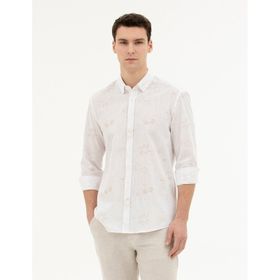 Pierre Cardin 50284207-VR011 Bej Desenli Erkek Gömlek