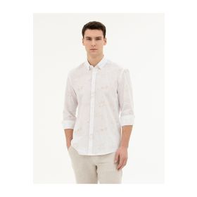 Pierre Cardin 50284207-VR011 Bej Desenli Erkek Gömlek