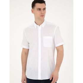 Pierre Cardin 50284267-VR013 Beyaz Kısa Kollu Erkek Gömlek