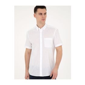 Pierre Cardin 50284267-VR013 Beyaz Kısa Kollu Erkek Gömlek