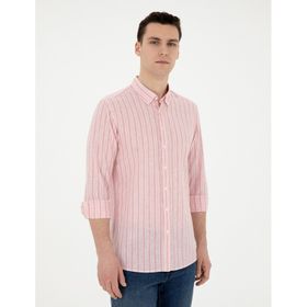 Pierre Cardin 50284400-VR186 Mercan Desenli Erkek Gömlek